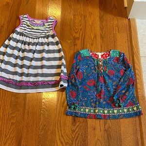 Matilda Jane size 4 Bundle Gray/White Twirl Dress & Tunic Top Blue/Red/Green